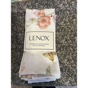 NEW~LENOX NewSET OF 6 DINNER NAPKINS~ BUTTERFLY MEADOW BLOOM  19 X 19